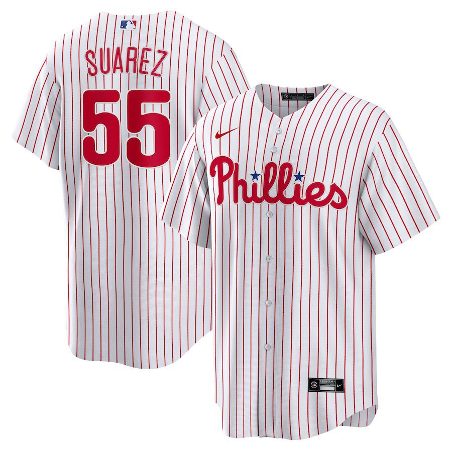 Men Philadelphia Phillies #55 Ranger Suarez Nike White Home Replica Player MLB Jersey